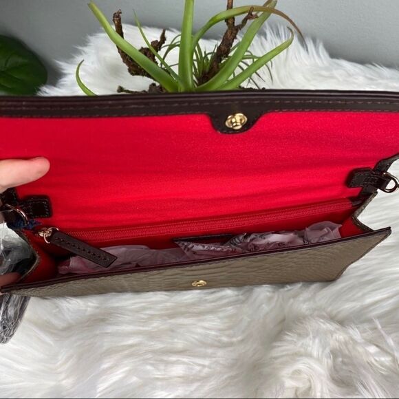 Dooney & Bourke Caldwell Leather Crossbody Clutch Bag, Brown, NWT - Picture 2 of 4